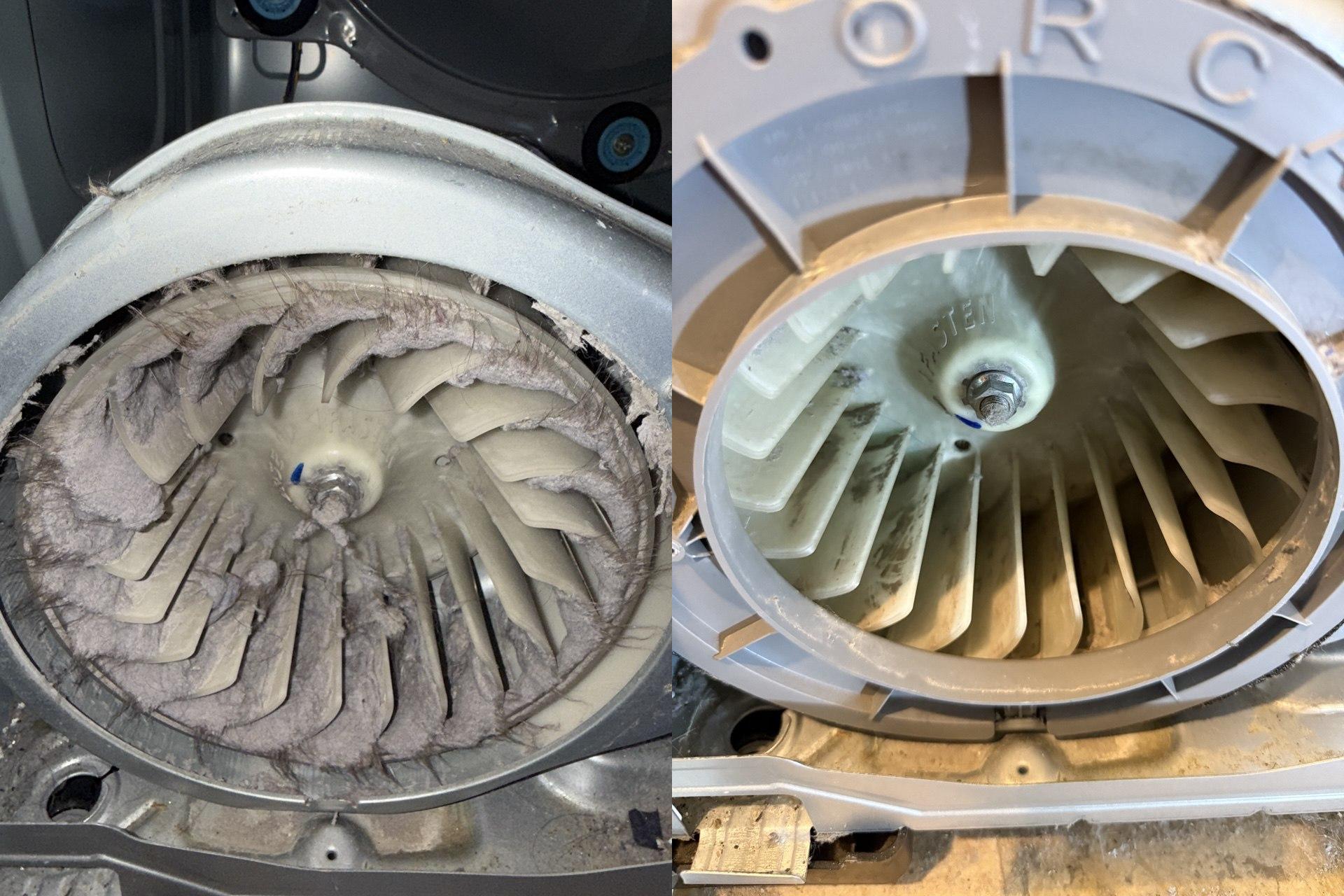 Blower fan before/after